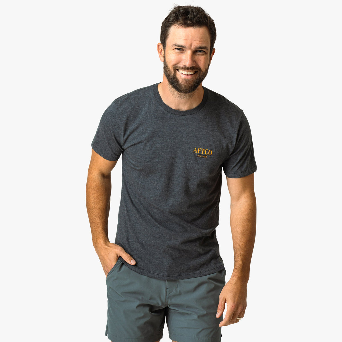 Charcoal Heather Bronzeback Short Sleeve Fishing T-Shirt / AFTCO Quality
