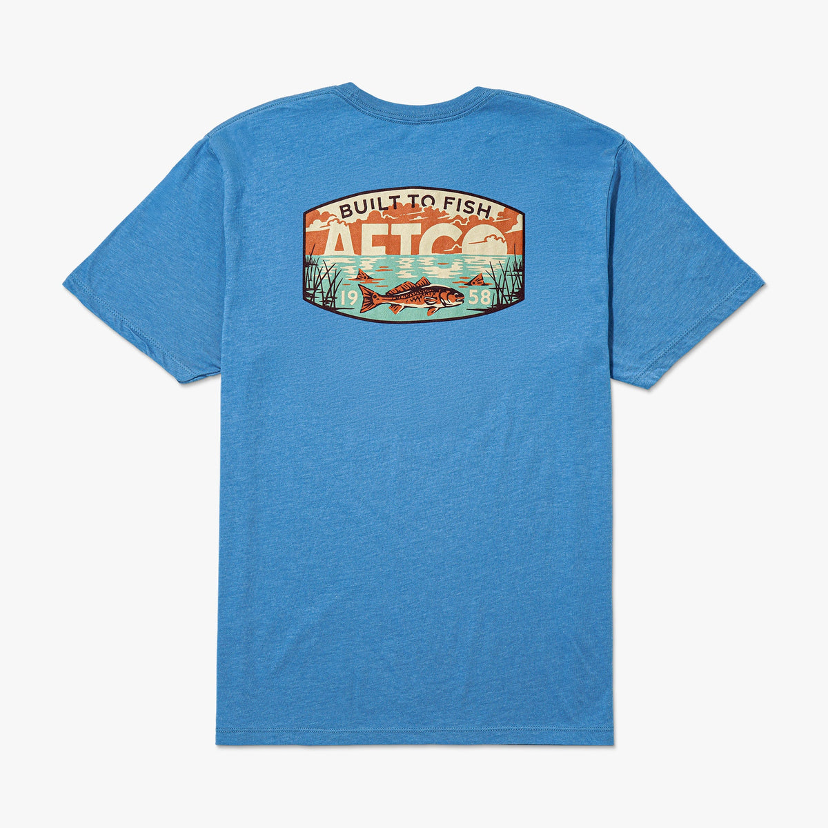 Azure Heather Grass Flat Short Sleeve Men's Fishing T-Shirt / AFTCO Signature