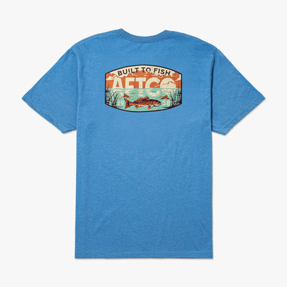 Azure Heather Grass Flat Short Sleeve Men's Fishing T-Shirt / AFTCO Signature