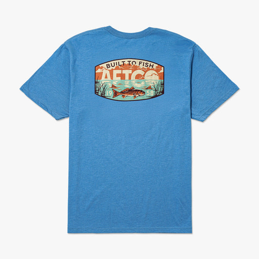 Azure Heather Grass Flat Short Sleeve Men's Fishing T-Shirt / AFTCO Signature