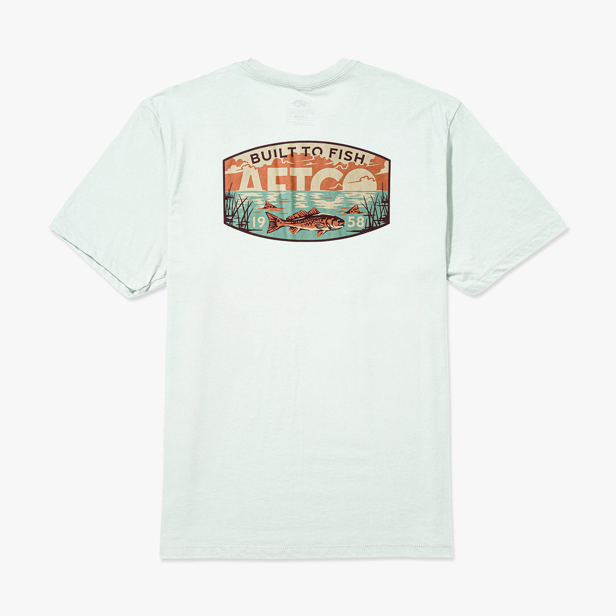 Azure Heather Grass Flat Short Sleeve Men's Fishing T-Shirt / AFTCO Signature