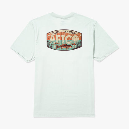 Azure Heather Grass Flat Short Sleeve Men's Fishing T-Shirt / AFTCO Signature