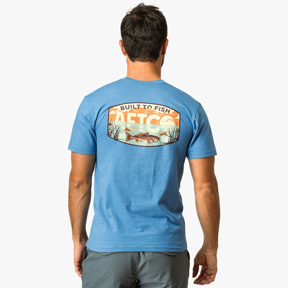 Azure Heather Grass Flat Short Sleeve Men's Fishing T-Shirt / AFTCO Signature
