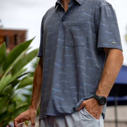 Fathom Qualifier Printed Performance Polo Shirt / AFTCO Best Price