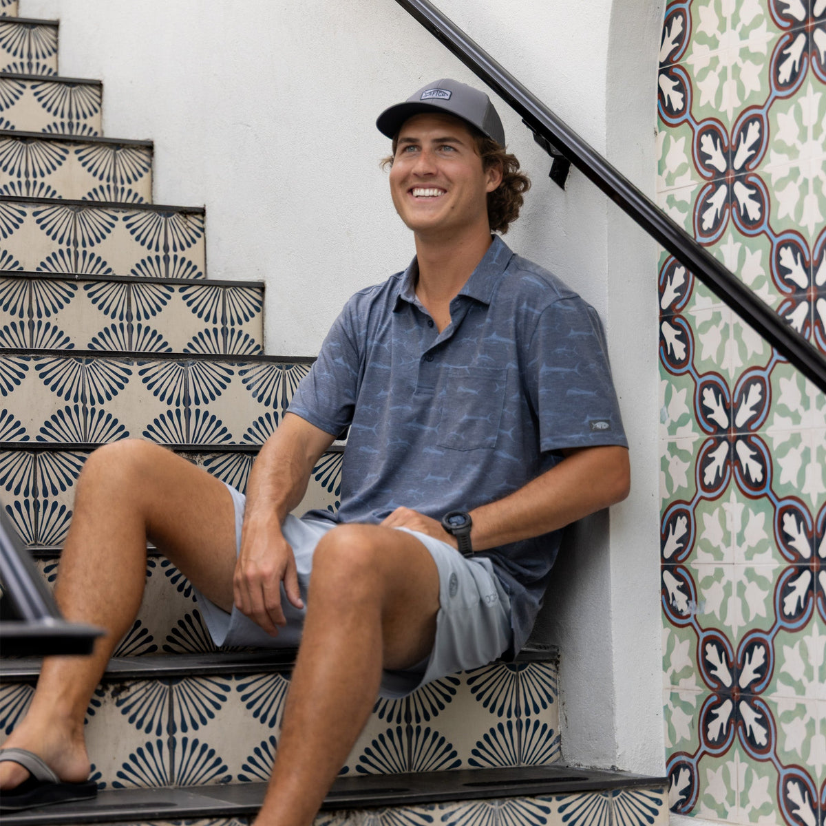Fathom Qualifier Printed Performance Polo Shirt / AFTCO Best Price