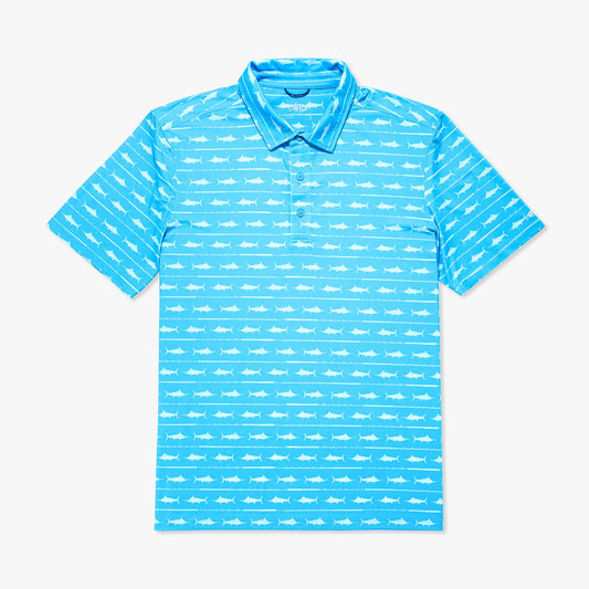 Quiet Tide Boatbar Printed Performance Polo Shirt / AFTCO Exclusive