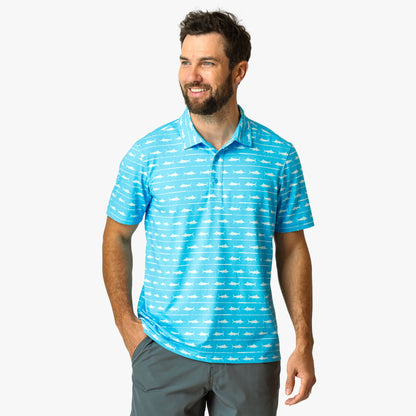 Quiet Tide Boatbar Printed Performance Polo Shirt / AFTCO Exclusive