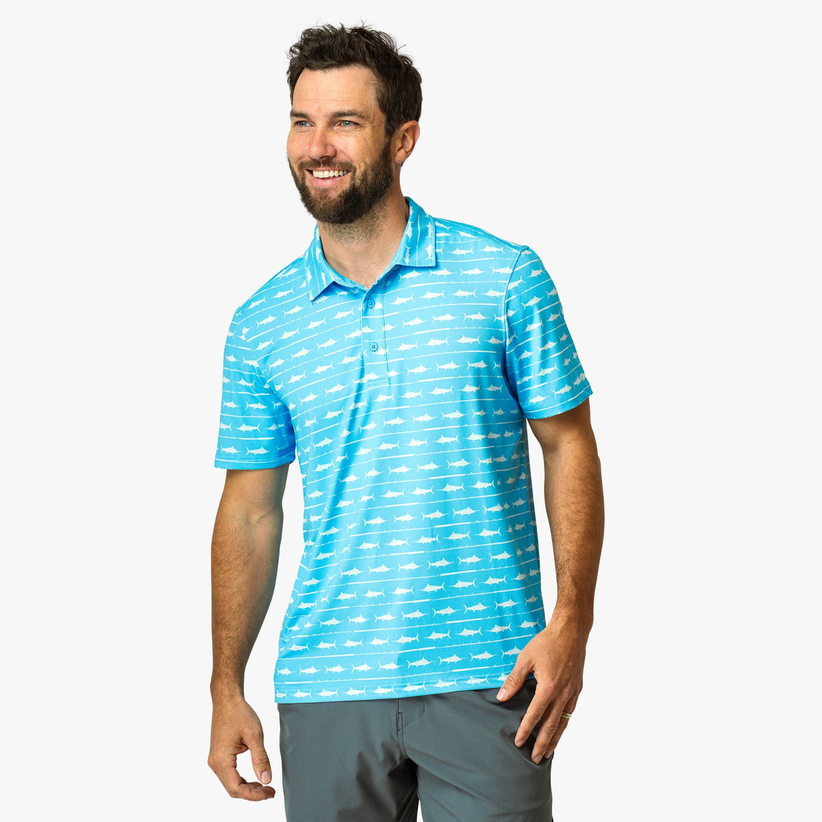 Quiet Tide Boatbar Printed Performance Polo Shirt / AFTCO Exclusive
