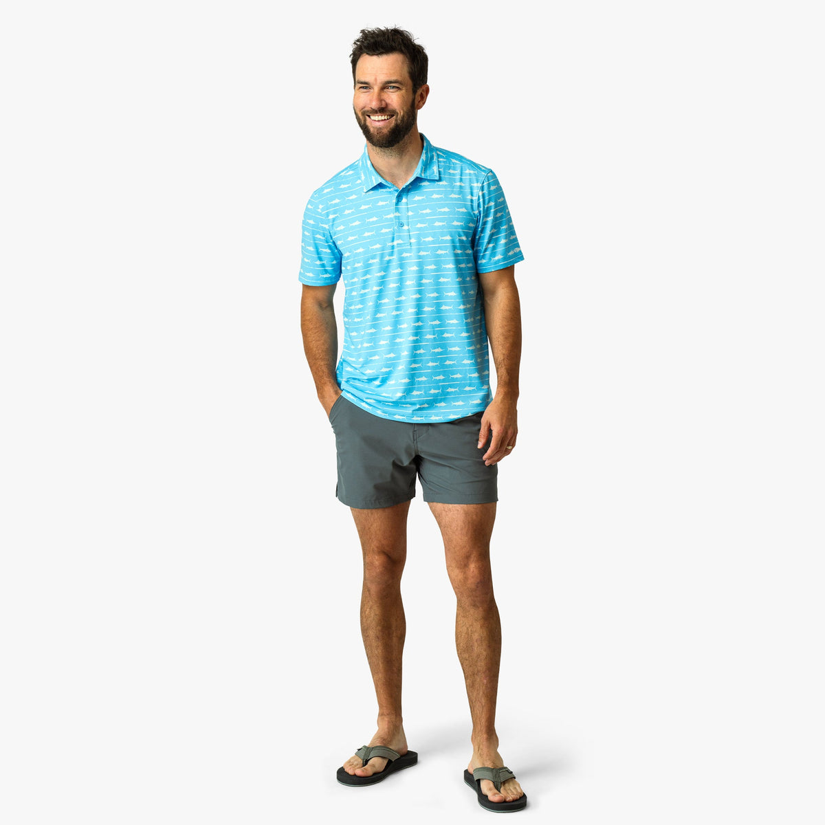 Quiet Tide Boatbar Printed Performance Polo Shirt / AFTCO Exclusive