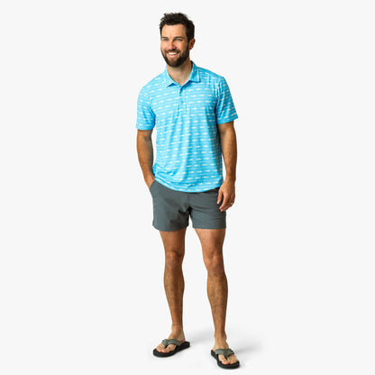 Quiet Tide Boatbar Printed Performance Polo Shirt / AFTCO Exclusive