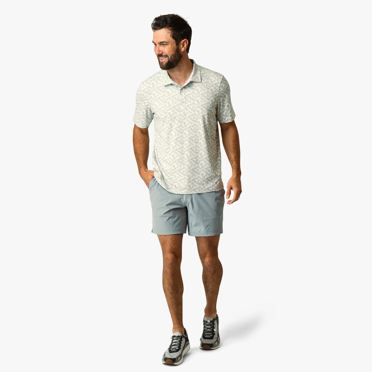 Aqa Glass Boatbar Printed Performance Polo Shirt / AFTCO Exclusive