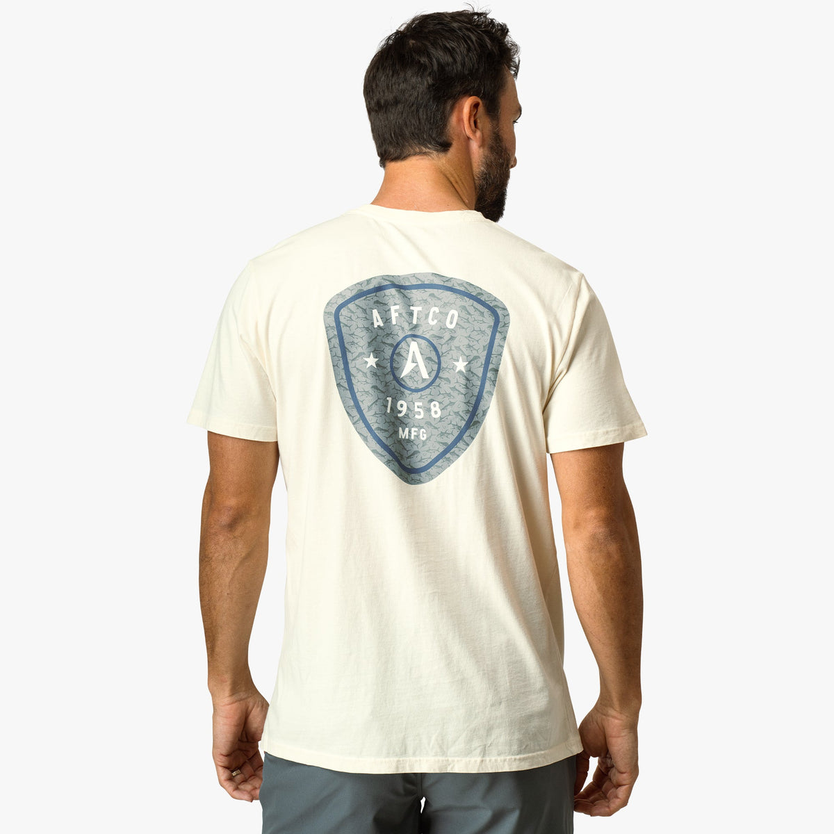 Cream Shield Short Sleeve Men's Fishing T-Shirt / AFTCO Discount
