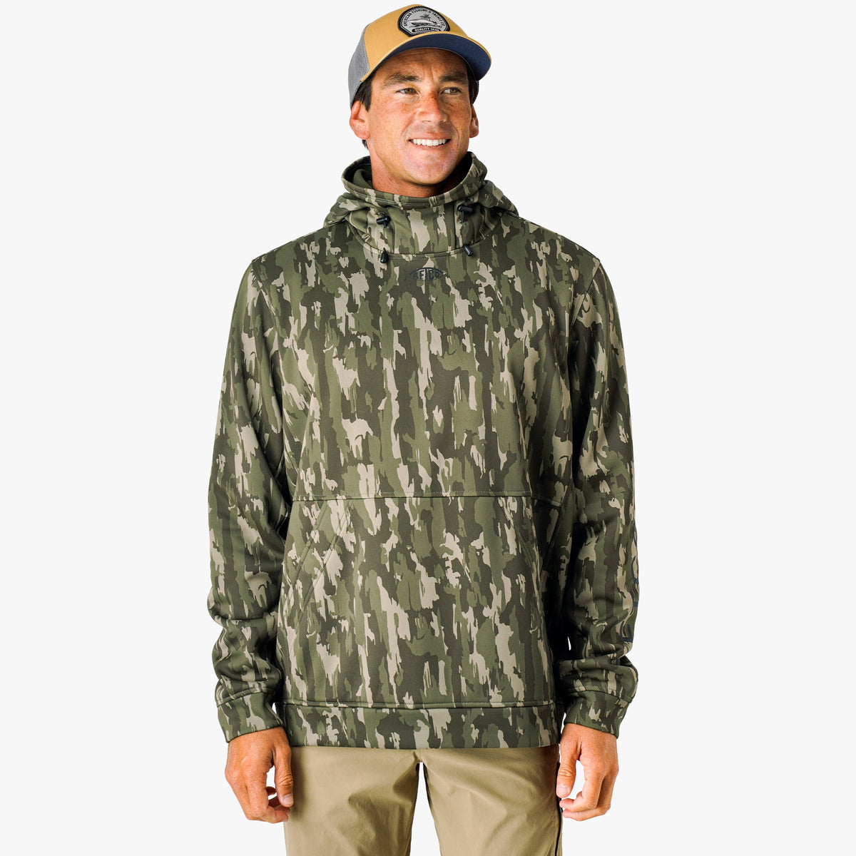 Olive Current Camo Reaper Hoodie: Camo Sweatshirt / AFTCO Signature
