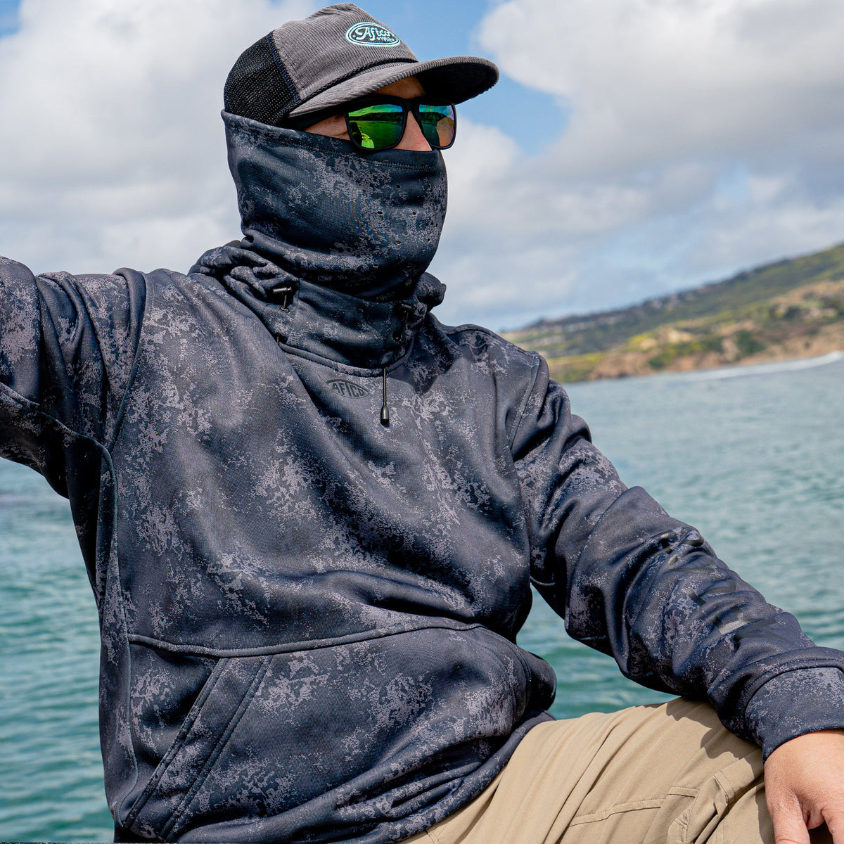 Olive Current Camo Reaper Hoodie: Camo Sweatshirt / AFTCO Signature