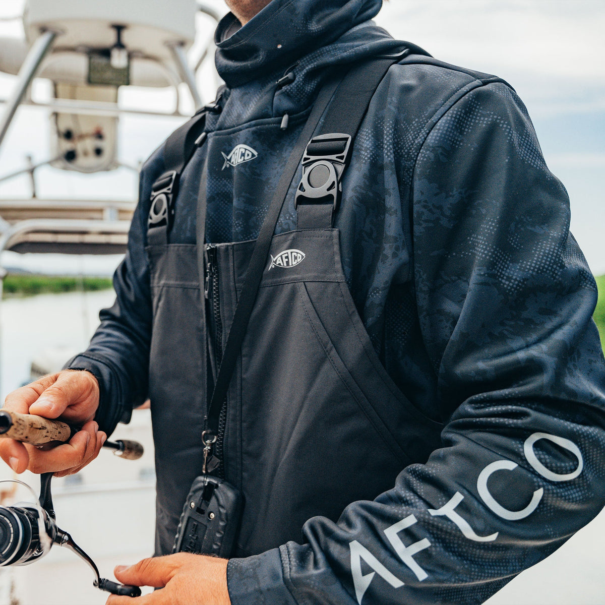 Olive Current Camo Reaper Hoodie: Camo Sweatshirt / AFTCO Signature