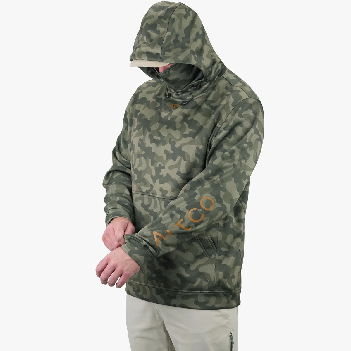 Olive Current Camo Reaper Hoodie: Camo Sweatshirt / AFTCO Signature