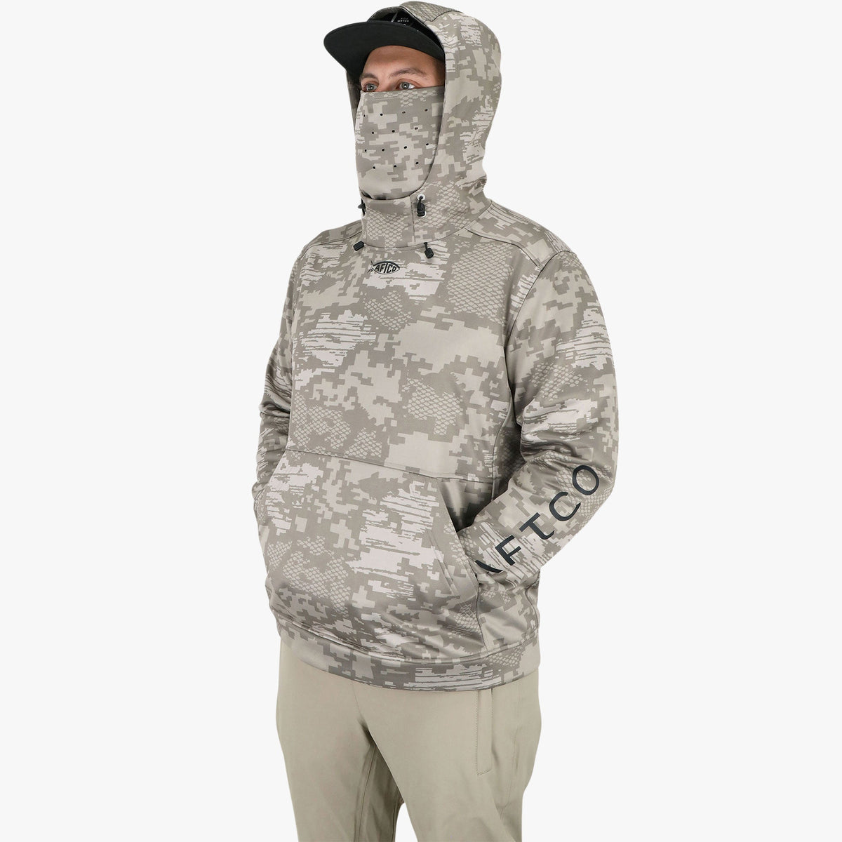 Olive Current Camo Reaper Hoodie: Camo Sweatshirt / AFTCO Signature