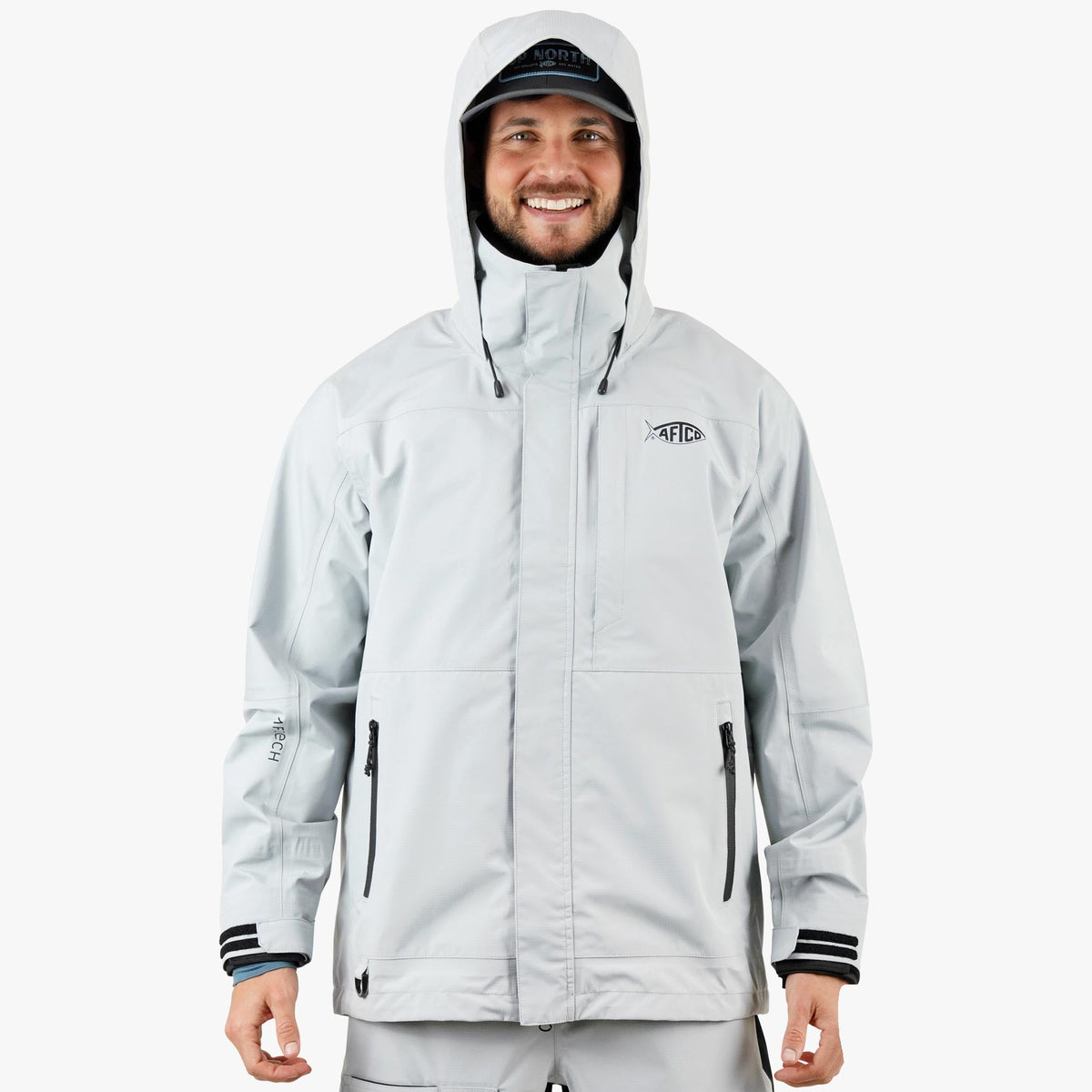 Light Gray Barricade Rain Gear Jacket / AFTCO Best Price