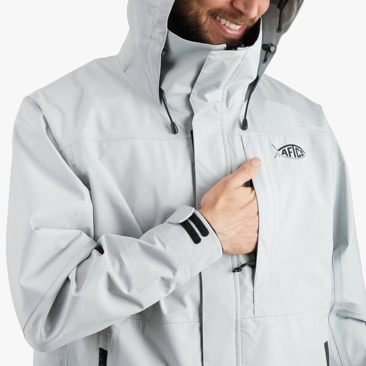 Light Gray Barricade Rain Gear Jacket / AFTCO Best Price