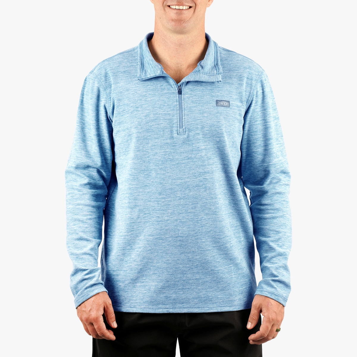 Air Force Blue Heather Coastal Layer 1/4 Zip Fishing Pullover / AFTCO Deals
