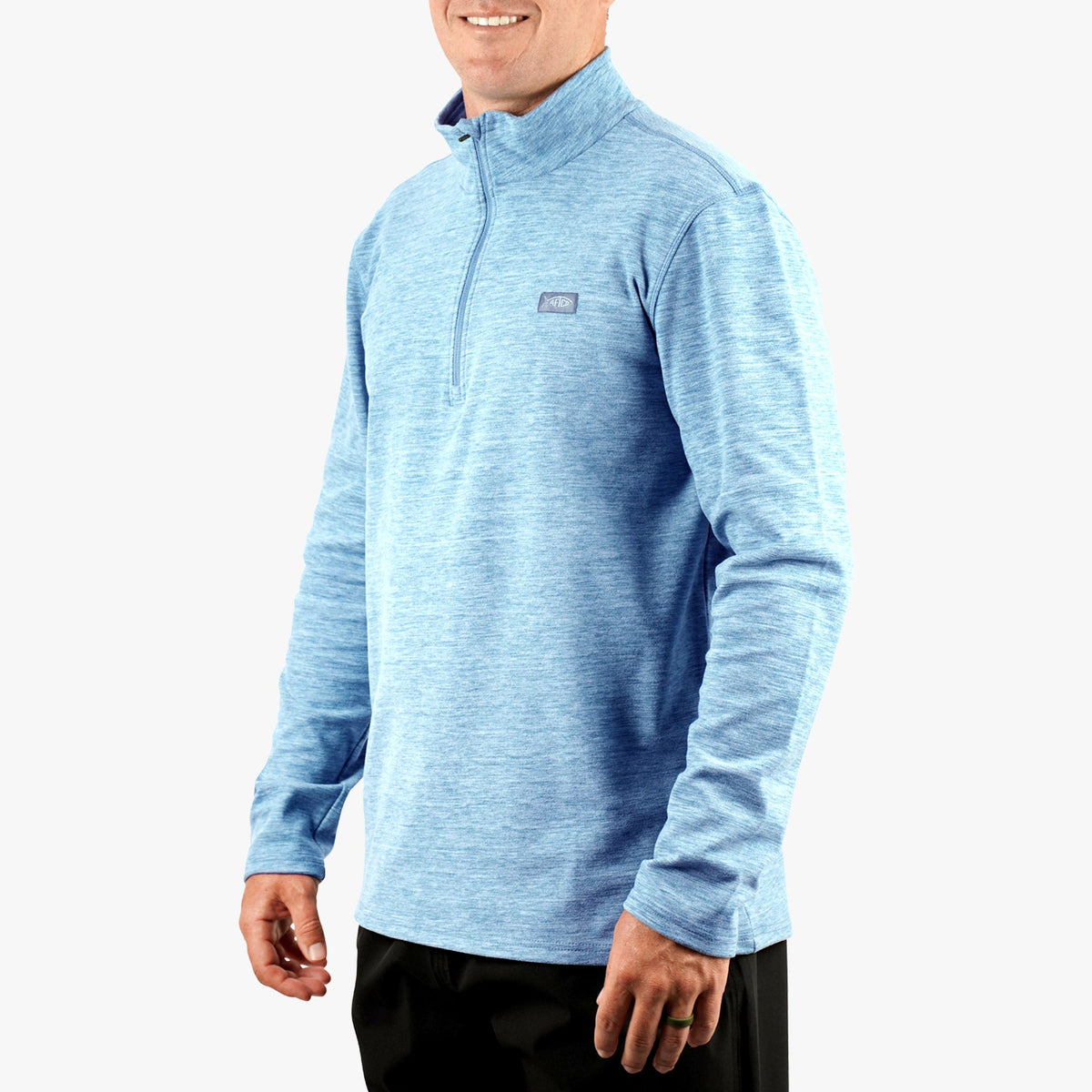 Air Force Blue Heather Coastal Layer 1/4 Zip Fishing Pullover / AFTCO Deals
