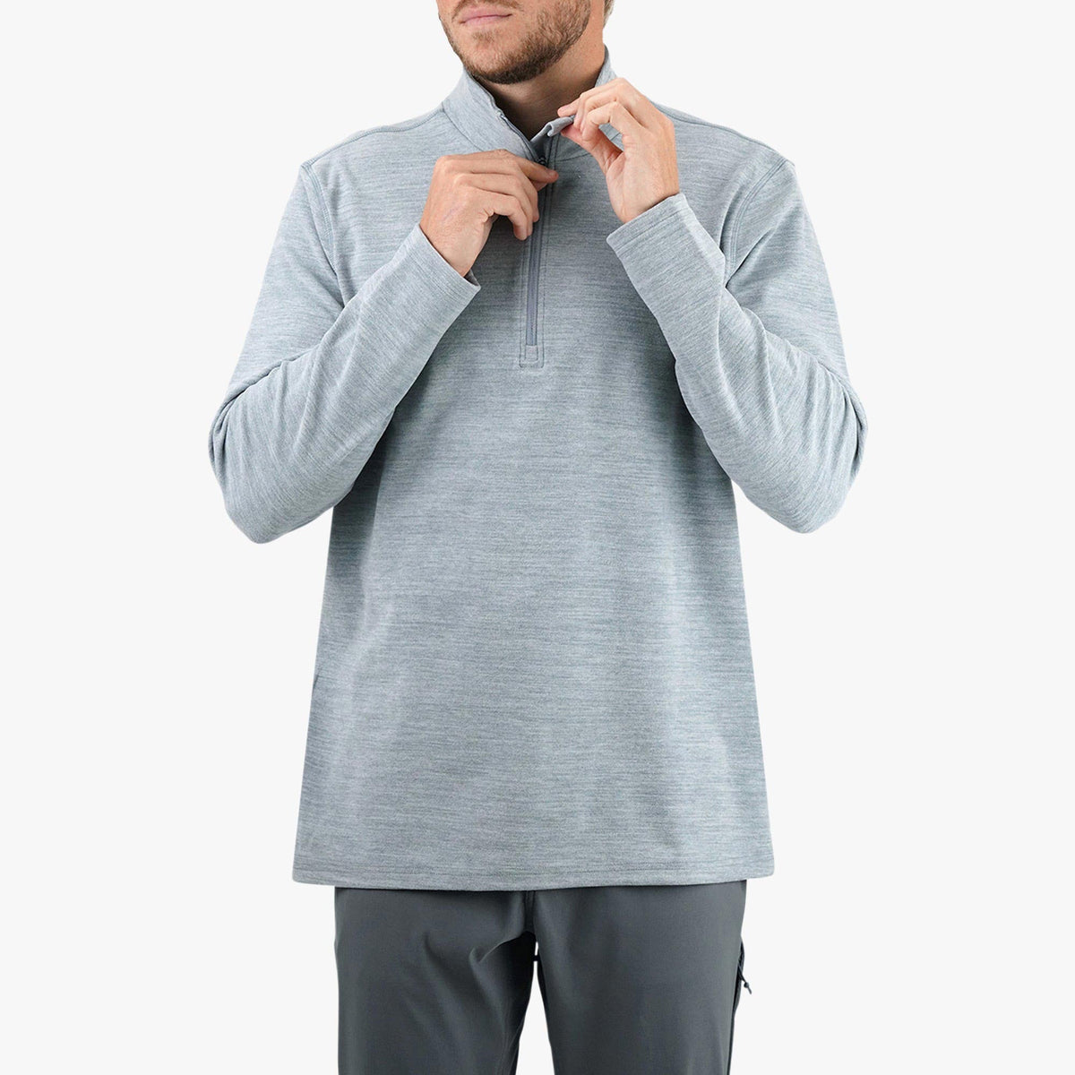 Air Force Blue Heather Coastal Layer 1/4 Zip Fishing Pullover / AFTCO Deals