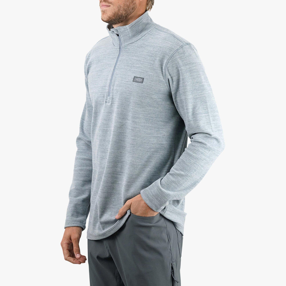 Air Force Blue Heather Coastal Layer 1/4 Zip Fishing Pullover / AFTCO Deals