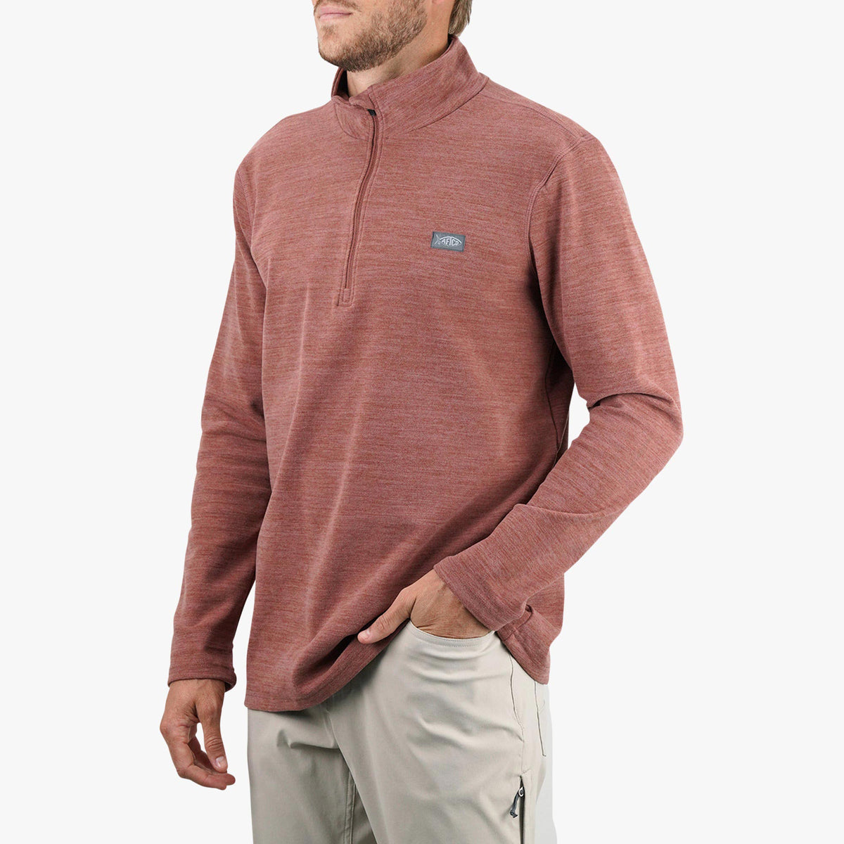 Air Force Blue Heather Coastal Layer 1/4 Zip Fishing Pullover / AFTCO Deals