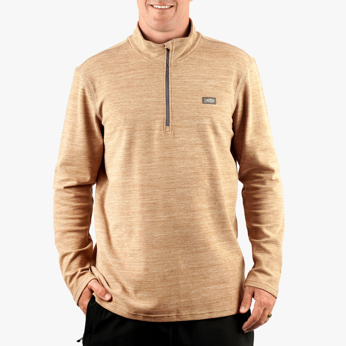 Air Force Blue Heather Coastal Layer 1/4 Zip Fishing Pullover / AFTCO Deals