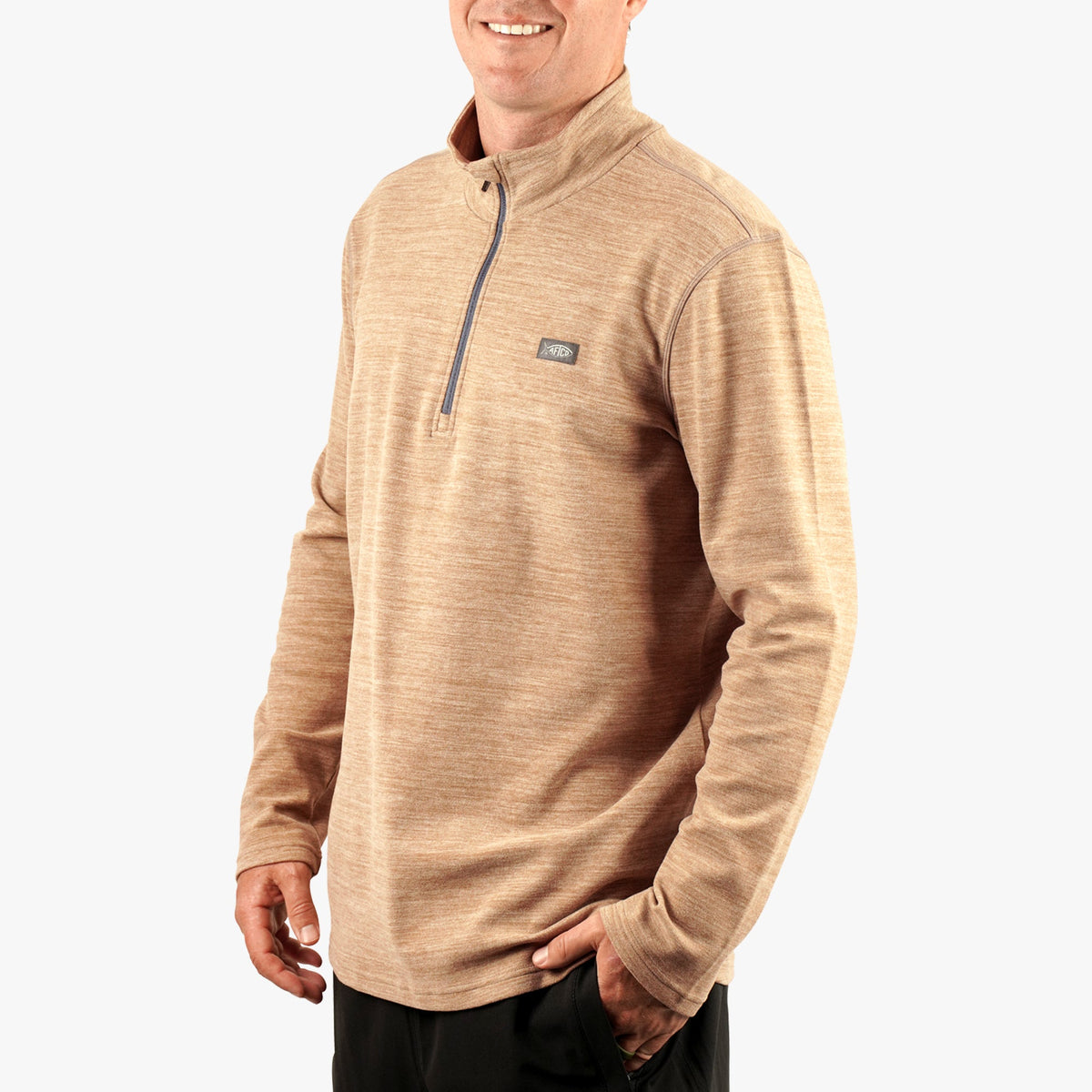 Air Force Blue Heather Coastal Layer 1/4 Zip Fishing Pullover / AFTCO Deals