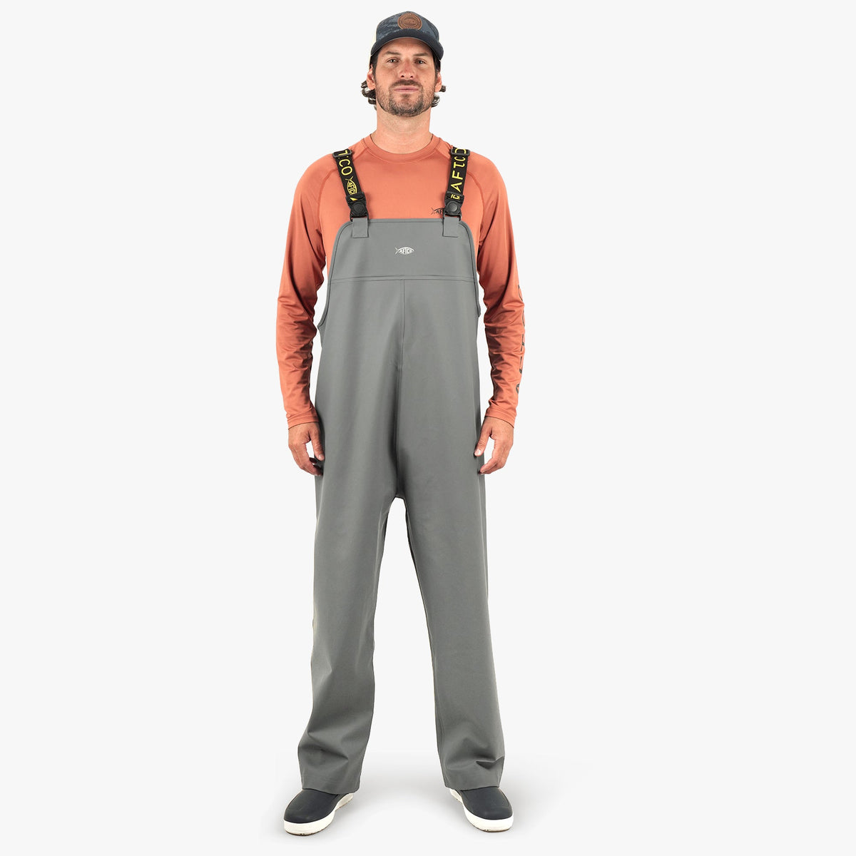 Charcoal Deep Set Waterproof Fishing Bibs / AFTCO Exclusive