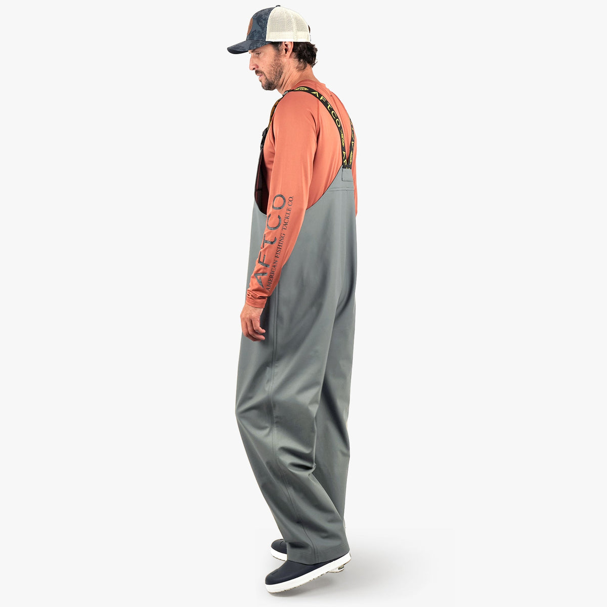 Charcoal Deep Set Waterproof Fishing Bibs / AFTCO Exclusive