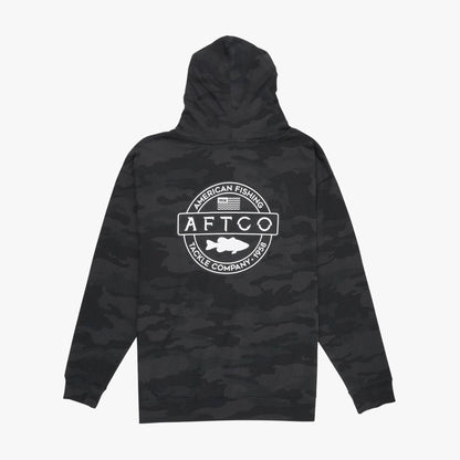 Black Camo Bass Patch Pullover Hoodie / AFTCO Popular