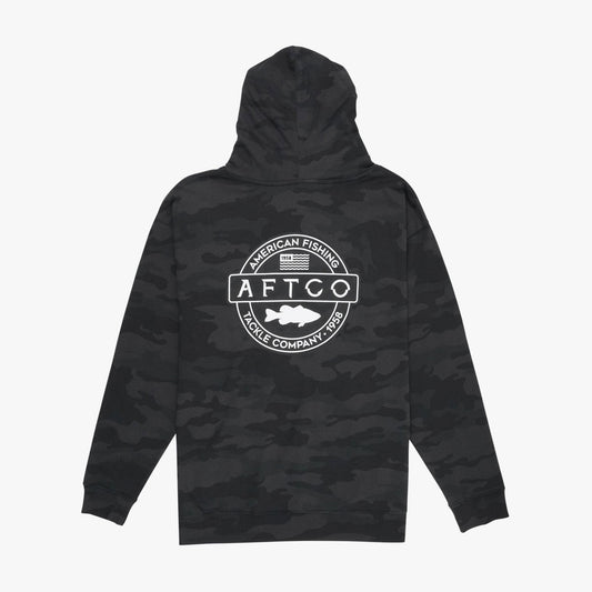 Black Camo Bass Patch Pullover Hoodie / AFTCO Popular