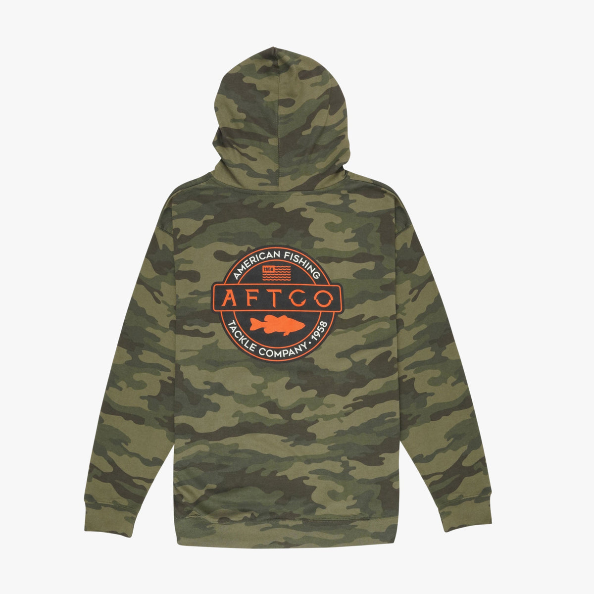 Black Camo Bass Patch Pullover Hoodie / AFTCO Popular