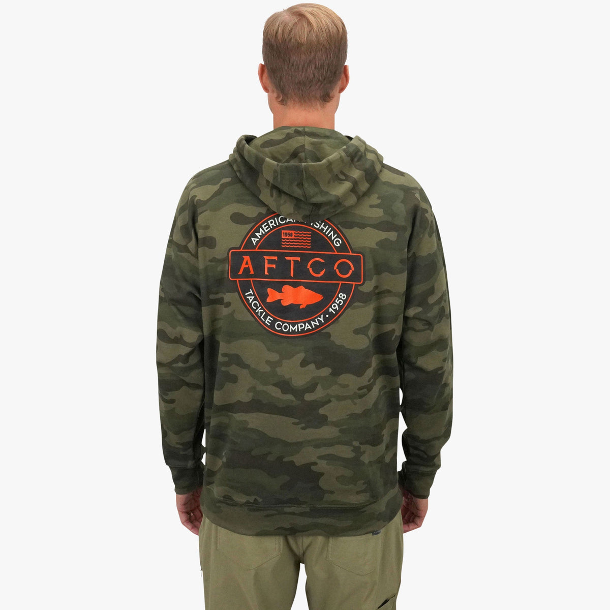 Black Camo Bass Patch Pullover Hoodie / AFTCO Popular