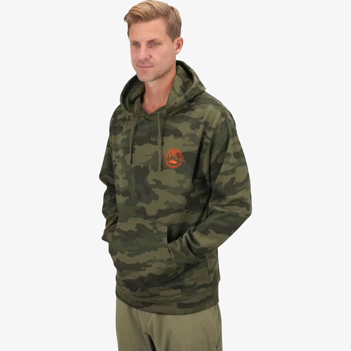 Black Camo Bass Patch Pullover Hoodie / AFTCO Popular