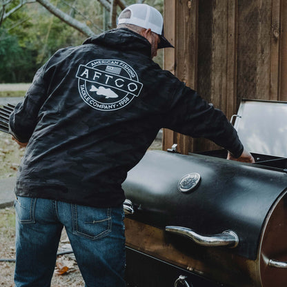 Black Camo Bass Patch Pullover Hoodie / AFTCO Popular