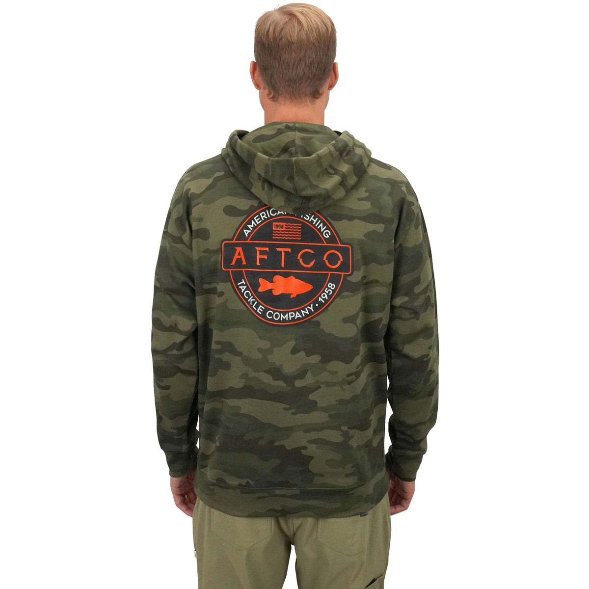 Black Camo Bass Patch Pullover Hoodie / AFTCO Popular