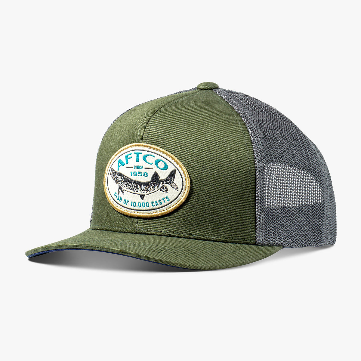 Olive Thrasher Fishing Trucker Hat / AFTCO Top Pick