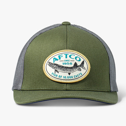 Olive Thrasher Fishing Trucker Hat / AFTCO Top Pick