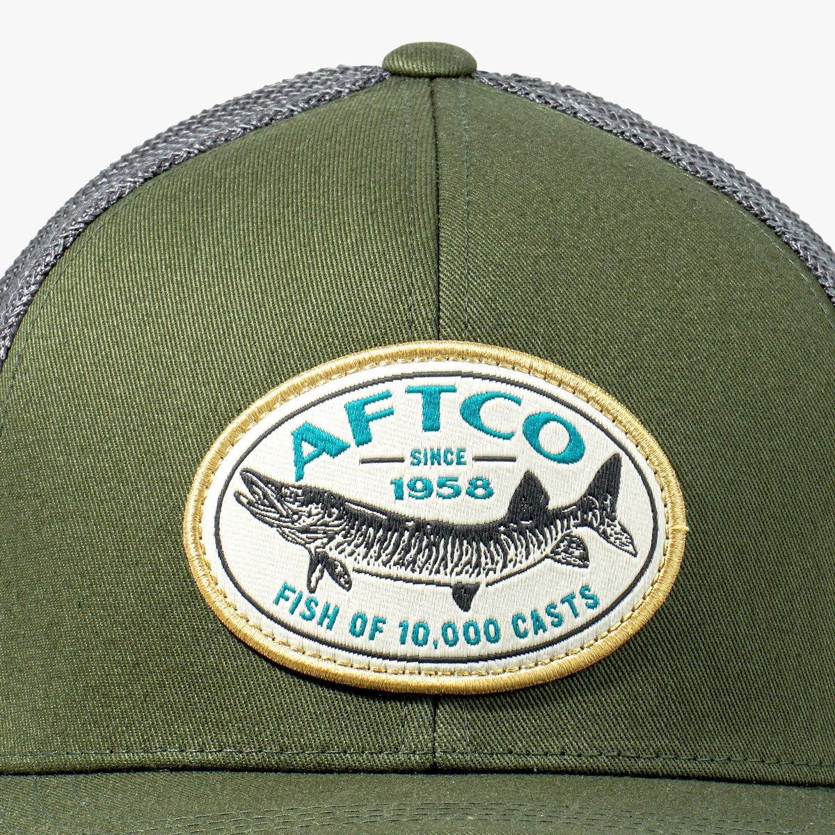 Olive Thrasher Fishing Trucker Hat / AFTCO Top Pick