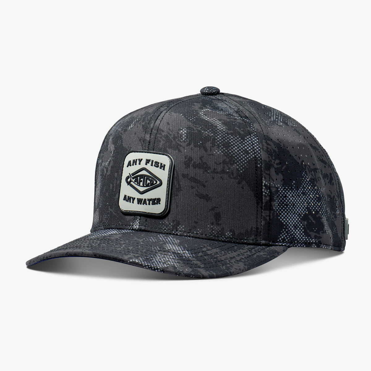 Black Storm Camo Flippin' Tech Fishing Hat / AFTCO Customer Favorite