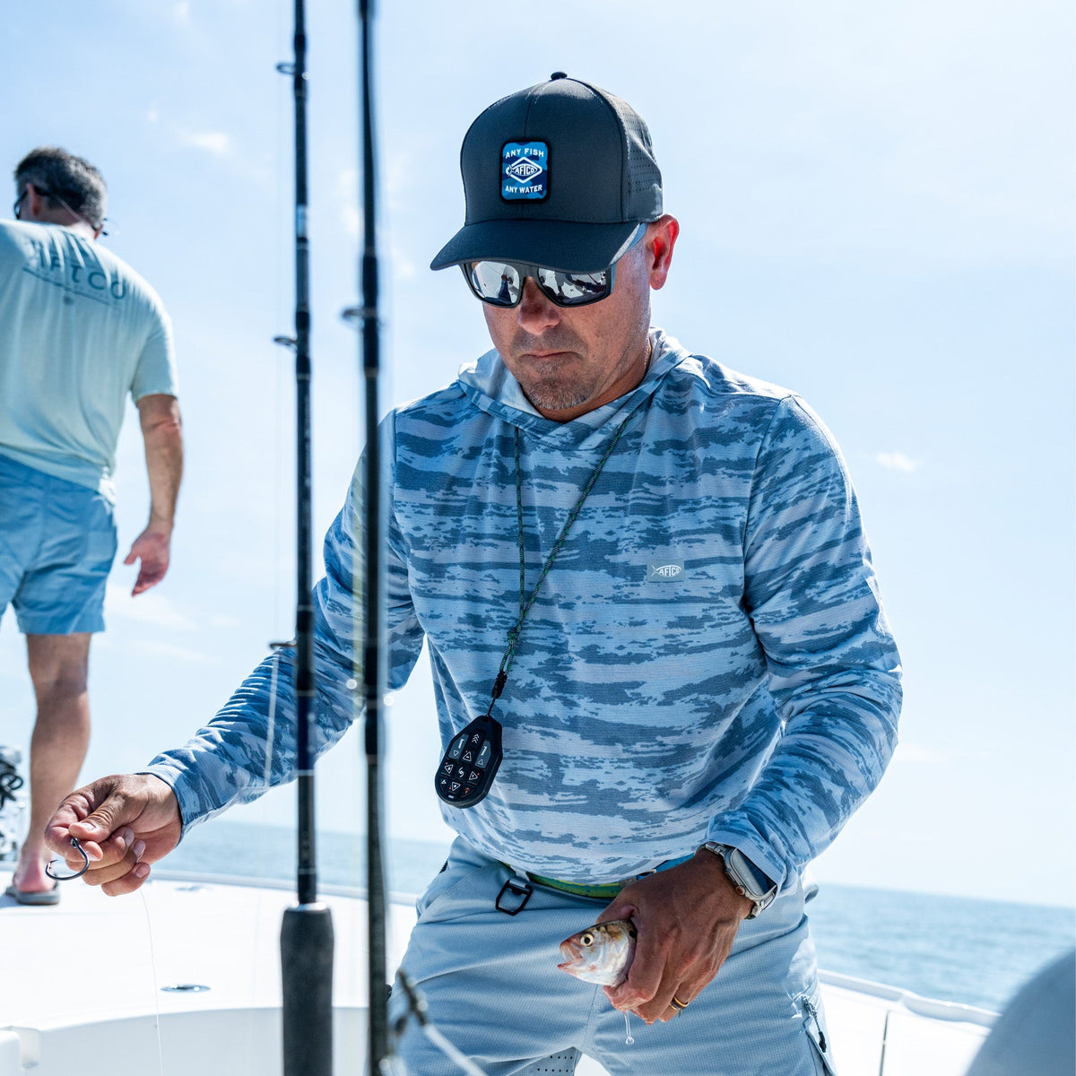 Black Storm Camo Flippin' Tech Fishing Hat / AFTCO Customer Favorite