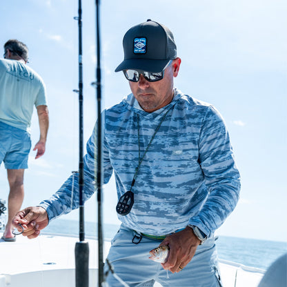 Black Storm Camo Flippin' Tech Fishing Hat / AFTCO Customer Favorite