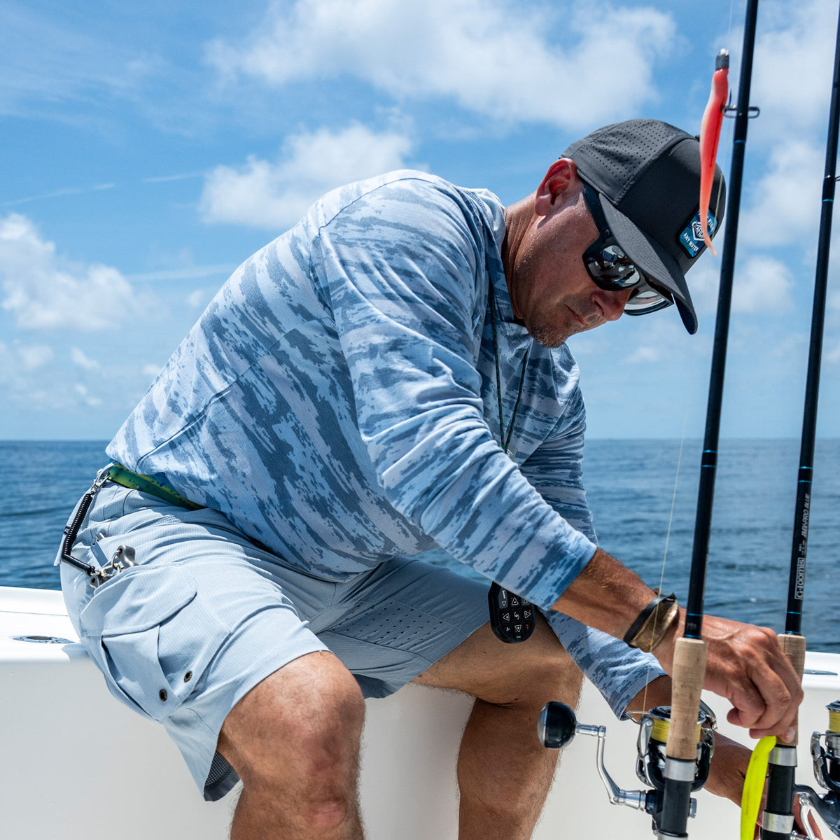 Black Storm Camo Flippin' Tech Fishing Hat / AFTCO Customer Favorite