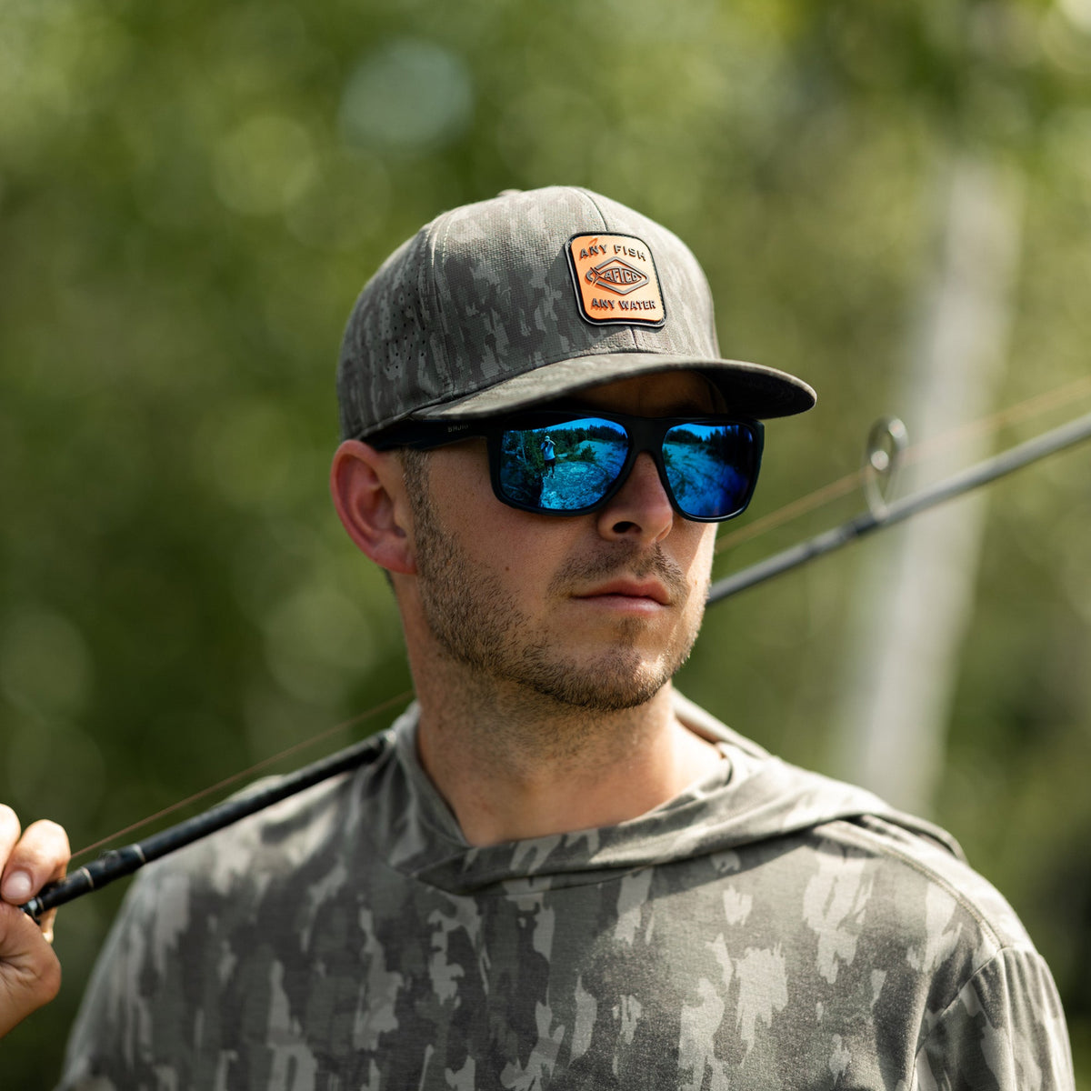 Black Storm Camo Flippin' Tech Fishing Hat / AFTCO Customer Favorite