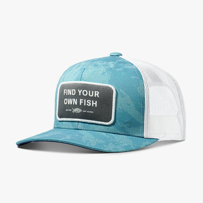 Dusk Storm Camo Find Your Own Fish Trucker Hat / AFTCO Quality