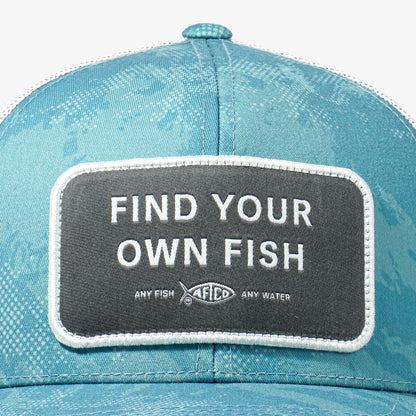 Dusk Storm Camo Find Your Own Fish Trucker Hat / AFTCO Quality