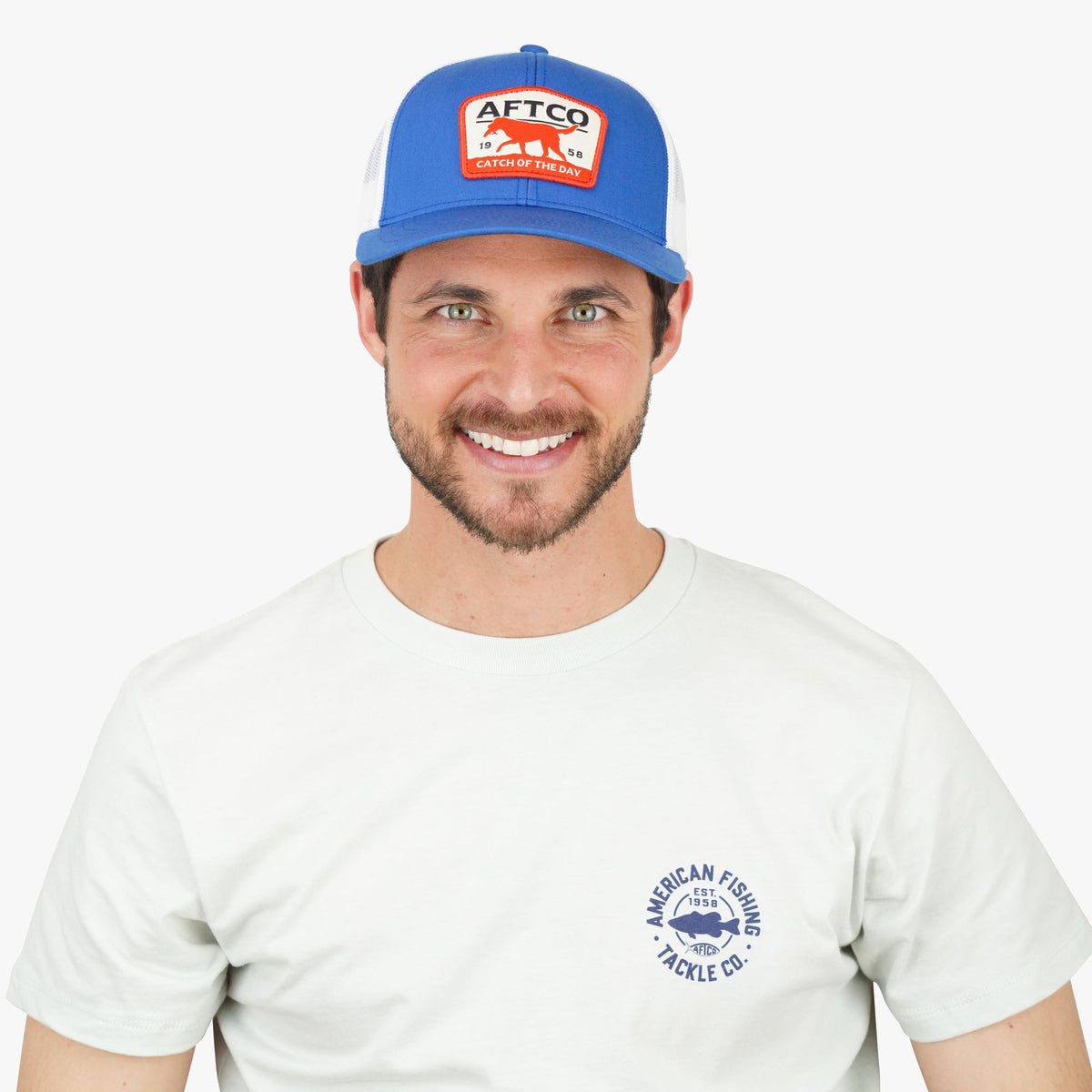 Blue Fetch Fishing Trucker Hat / AFTCO Signature